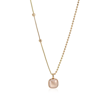 Colier cu perlă artificială, formă geometrică, lanț răsucit, pandantiv din cupru, finisaj electroplatat