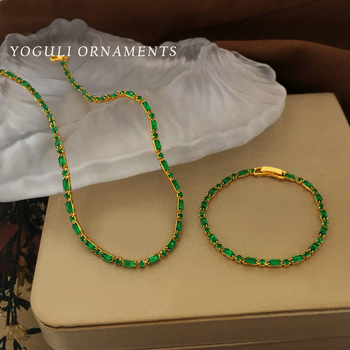 Set colier și brățară din cupru, placare electrogalvanică, stil retro literar-artist, pentru femei