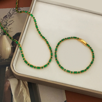 Set colier și brățară din cupru, placare electrogalvanică, stil retro literar-artist, pentru femei