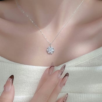 Colier Spirit phoenix pentru femei, stil Cold wind, model fulg de zăpadă, lanț cu cruce, pandantiv din argint 925