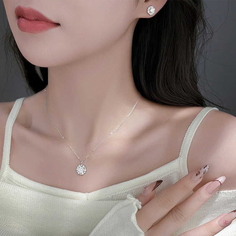 Colier Spirit phoenix pentru femei, stil Cold wind, model fulg de zăpadă, lanț cu cruce, pandantiv din argint 925