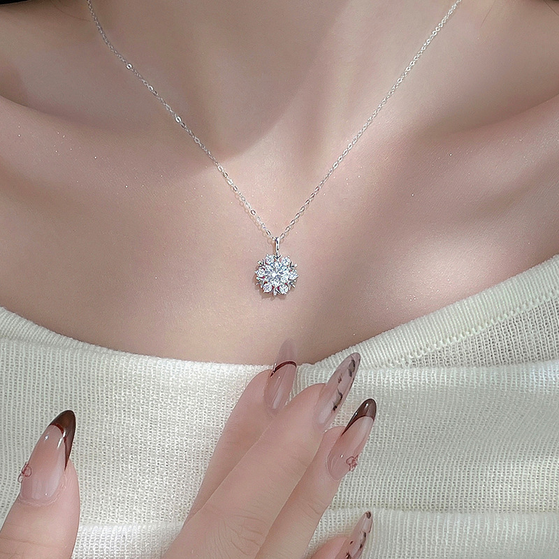 Colier Spirit phoenix pentru femei, stil Cold wind, model fulg de zăpadă, lanț cu cruce, pandantiv din argint 925