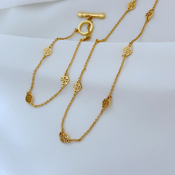 Set colier și brățară din metal, cu model de litere, lanț cu zale încrucișate, placare electroplată, pentru femei, stil fashion OL