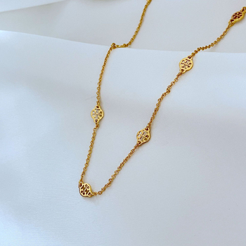 Set colier și brățară din metal, cu model de litere, lanț cu zale încrucișate, placare electroplată, pentru femei, stil fashion OL