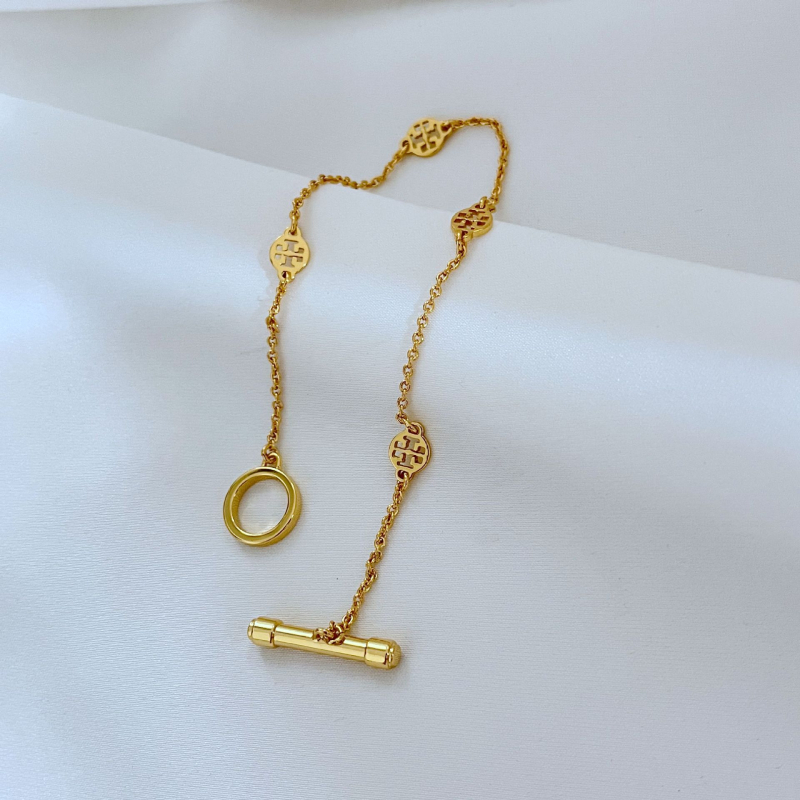 Set colier și brățară din metal, cu model de litere, lanț cu zale încrucișate, placare electroplată, pentru femei, stil fashion OL