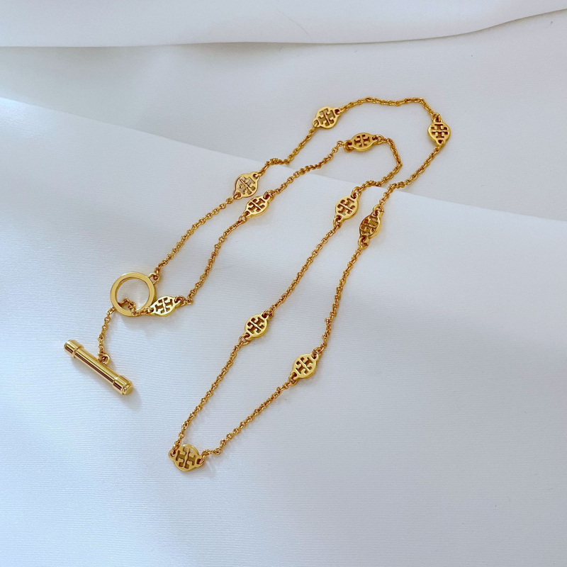 Set colier și brățară din metal, cu model de litere, lanț cu zale încrucișate, placare electroplată, pentru femei, stil fashion OL