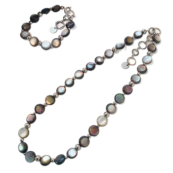 Set colier și brățară din scoică, șir de mărgele țesute, pandantiv în formă de U geometric, design multistrat