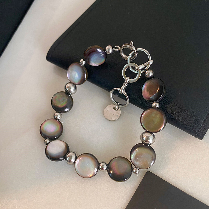 Set colier și brățară din scoică, șir de mărgele țesute, pandantiv în formă de U geometric, design multistrat