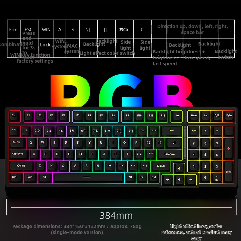 Black Snake YG98 mechanická klávesnicová súprava s RGB podsvietením, káblová, viac ako 98 kláves, mechanické spínače