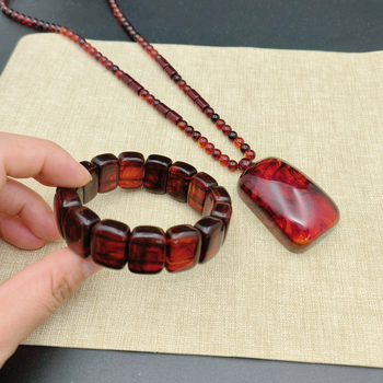 Colier din rășină cu pandantiv, lanț cu bile, stil etnic, unisex, Nanyi Jewelry