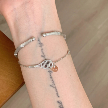 Set de bijuterii din S925 argintiu — colier și brățară cu zirconiu, stil sportiv, lanț în formă de O