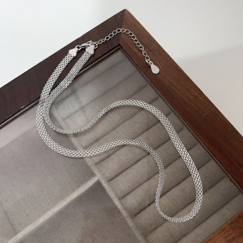 Colier din argint S925 cu lanț împletit italian pentru femei – stil ușor de lux, set cu colier și bijuterie pentru mână (Material: argint 925; Lanț: împletire italiană; Placare: electroplating; Stil: feminin; Design: original)