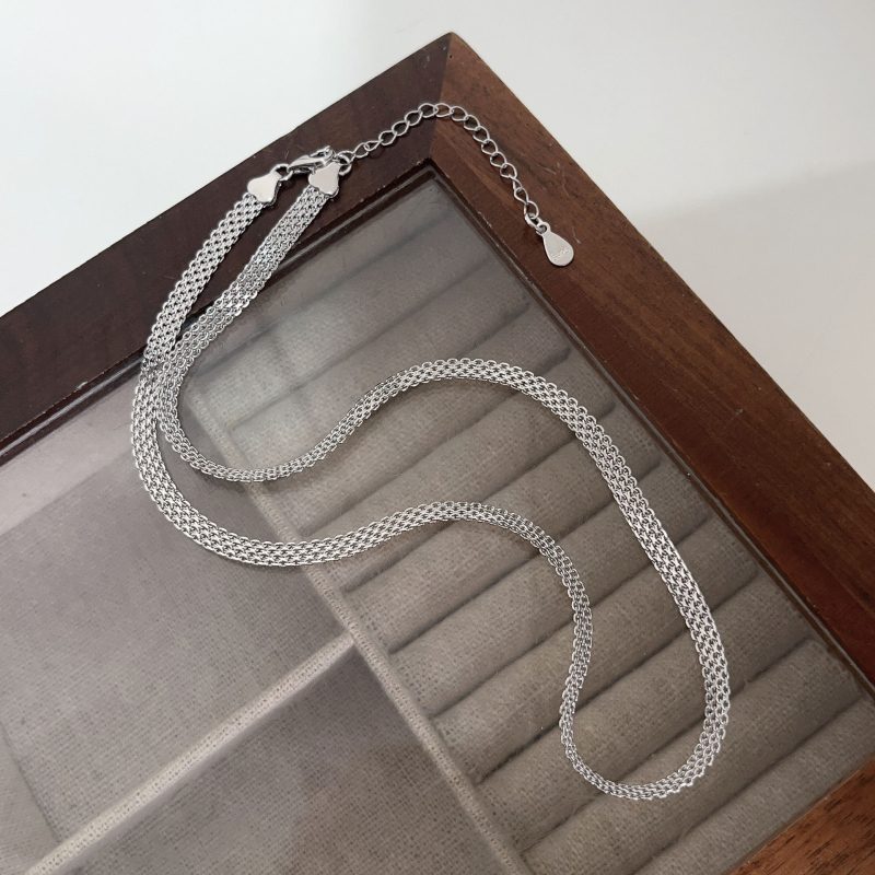 Colier din argint S925 cu lanț împletit italian pentru femei – stil ușor de lux, set cu colier și bijuterie pentru mână (Material: argint 925; Lanț: împletire italiană; Placare: electroplating; Stil: feminin; Design: original)