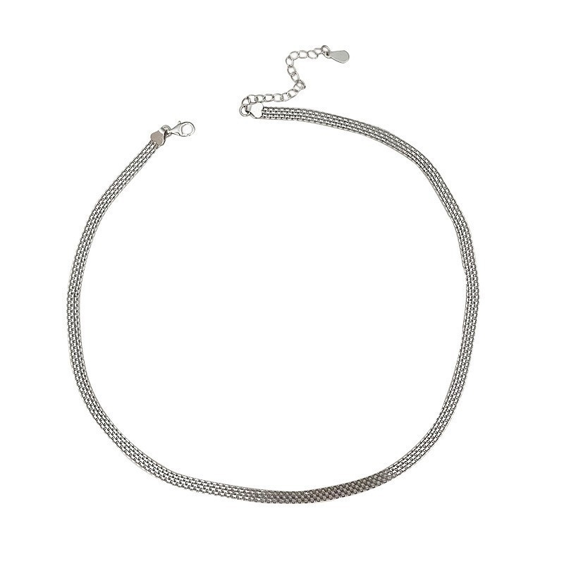 Colier din argint S925 cu lanț împletit italian pentru femei – stil ușor de lux, set cu colier și bijuterie pentru mână (Material: argint 925; Lanț: împletire italiană; Placare: electroplating; Stil: feminin; Design: original)