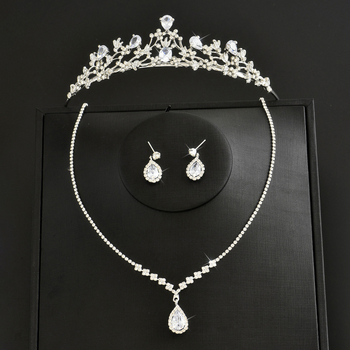 Set nakita u vintage stilu s kronom: ogrlica s kapljom vode i naušnice, Rhinestone, elektroplating, dodaci za kosu/uši/vrat