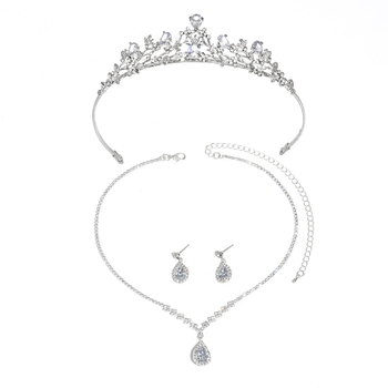 Set nakita u vintage stilu s kronom: ogrlica s kapljom vode i naušnice, Rhinestone, elektroplating, dodaci za kosu/uši/vrat