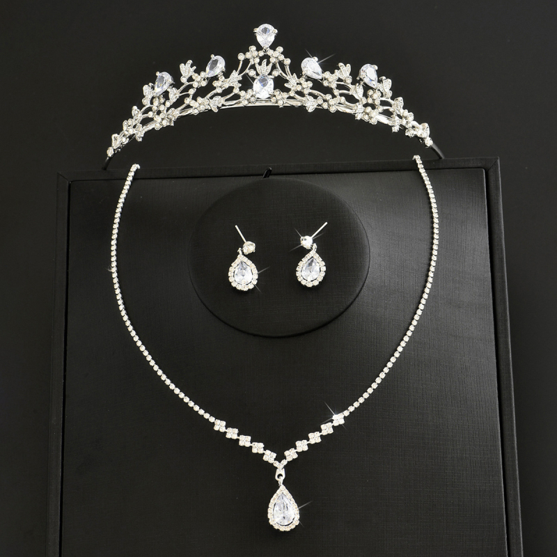 Set nakita u vintage stilu s kronom: ogrlica s kapljom vode i naušnice, Rhinestone, elektroplating, dodaci za kosu/uši/vrat