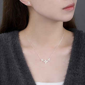 Colier cu design original, floare, argint S999 pur, placare electrolitică