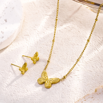 Titánacélból készült nyaklánc készlet, O-alakú lánc, medál titánacélból, elektroplatinált bevonat