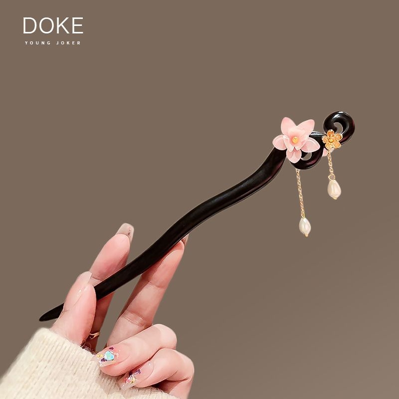 Clamă de păr din lemn, stil retro, accesoriu pentru cap, motiv de cireș, vară 2021