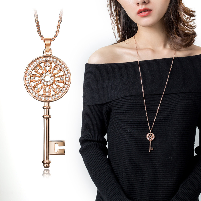 Kulcsmedálos nyaklánc, ötvözet, Zhuotu, minimalist geometriai stílus, tél 2021