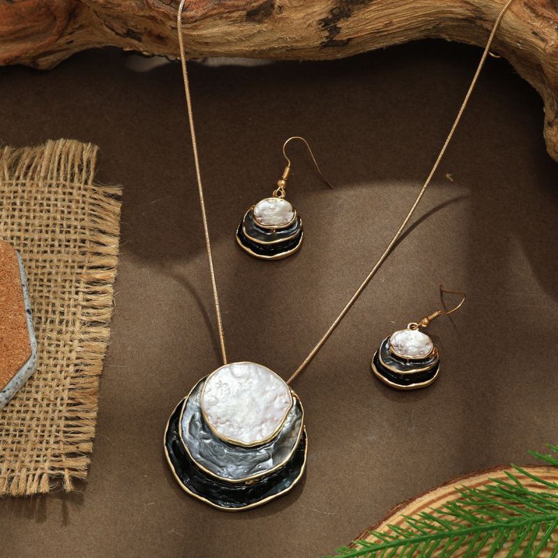Set boem cercei și colier din email, cu picături în formă de lacrimă, din aliaj, lanț șarpe, motiv stele/soare/lună, pentru femei