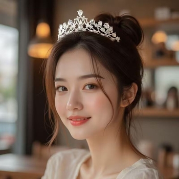 Strass svadbena kruna za glavu, bijeli kristali, elektroplatiranje, japansko/korejski stil, oblik krune
