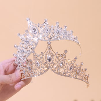 Diademă de mireasă din aliaj, cu cristale albe, stil coreean, electroplată, personalizabilă