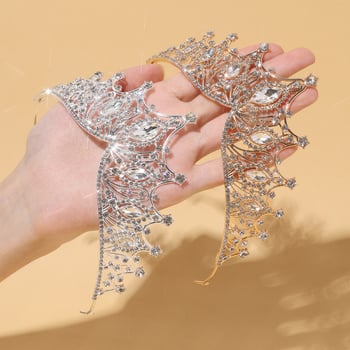 Diademă de mireasă din aliaj, cu cristale albe, stil coreean, electroplată, personalizabilă