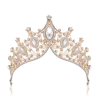 Diademă de mireasă din aliaj, cu cristale albe, stil coreean, electroplată, personalizabilă