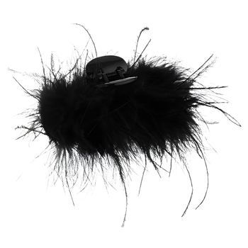 Plaukų segtukas iš stručių plunksnų, su priveržimo mechanizmu (Gripper), vaikų/korejiečių stilius, Žiema 2024