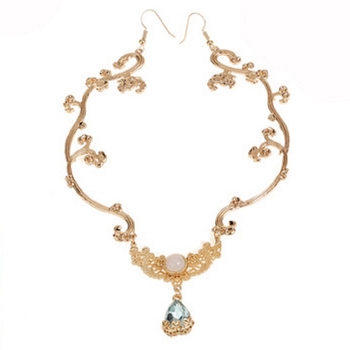 Plaukų aksesuaras iš lydinio, retro moterų stilus, lašo formos elnio ragų ornamentas, žalieji vaiduoklių kristalai, elektroplatingas