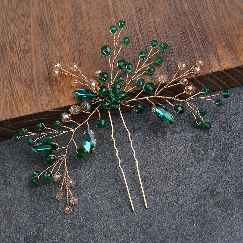 Ac de păr cu cristale, stil simplu, formă de floare, accesoriu de nuntă