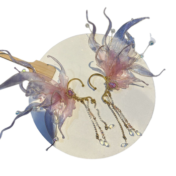 Galvos aksesuaras — Vintage undinėlės princesės plaukų vainikas su kutais ausų kabliukais, kvarco kristalas, rankų darbo