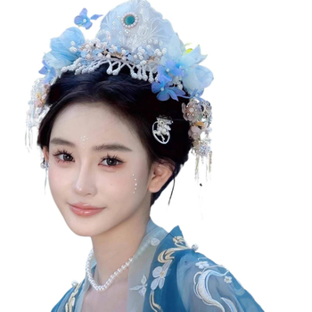 Lotoso žiedų plaukų karūna vaikams, Song dinastijos įkvėptas dvors stiliaus plaukų aksesuaras, augalų ir gėlių raštas, pavasaris 2025