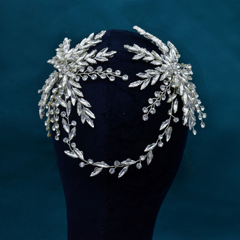 Plaukų aksesuaras su krištolais – rankų darbo gėlėtas plaukų papuošalas vestuvėms (balto krištolo)