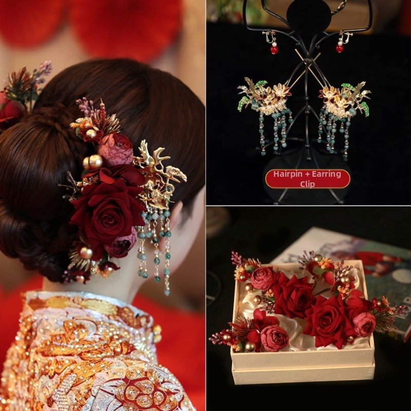 Vintage plaukų aksesuarų rinkinys vaikams, audinio medžiaga, plaukų segtukai, augalų ir gėlių raštas, 2025 m. pavasario leidimas