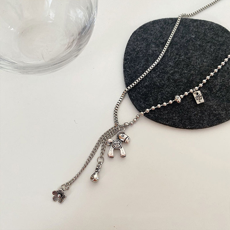 Colier pentru femei cu design geometric, materiale mixte, pandant din aliaj, placare electroplatină, greutate 10 g