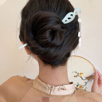 Függő tassel hajcsat, geometriai stílus, új kínai stílus, kígyó-szegély motívum, anyag: műanyag/gyanta