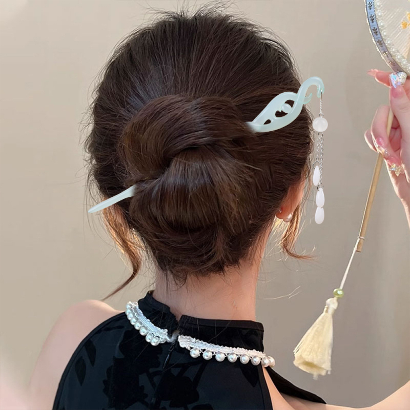 Függő tassel hajcsat, geometriai stílus, új kínai stílus, kígyó-szegély motívum, anyag: műanyag/gyanta