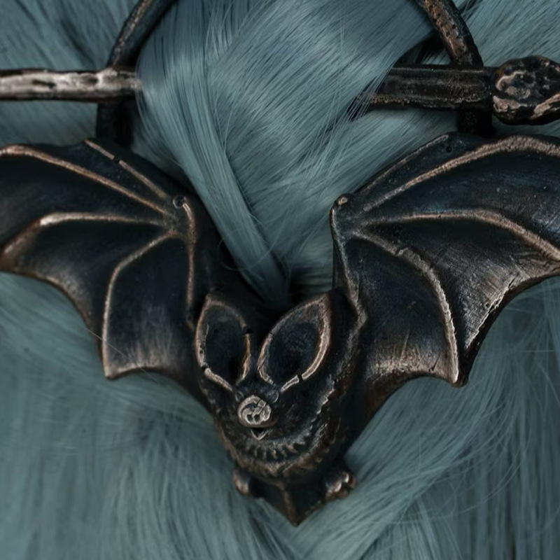 Agrafă de păr Kai: Design gotic retro în formă de liliac, Stil geometric, Accesoriu metalic pentru păr placat electrochimic