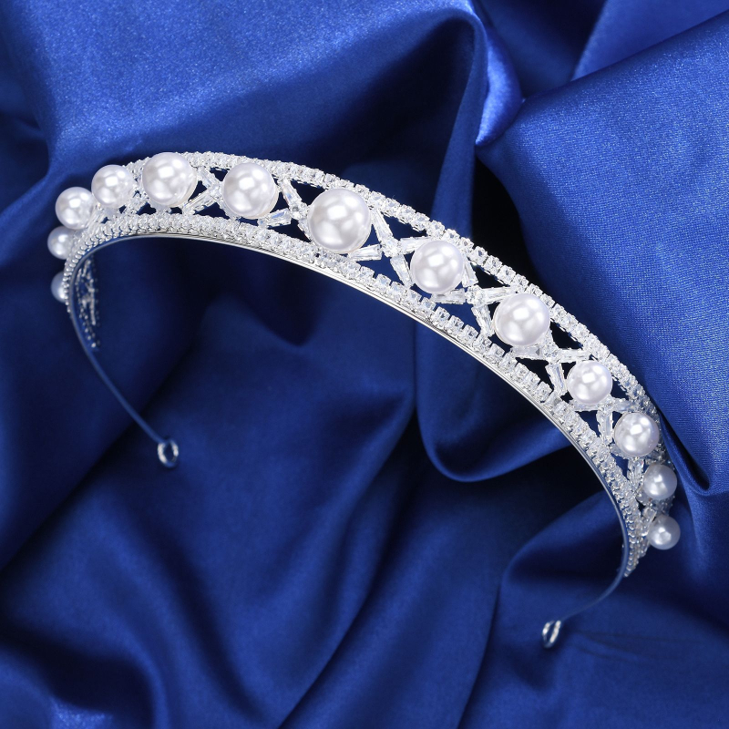 Diademă de mireasă din aliaj, placare electroplating, accente din cristal, accesorii pentru cap pentru nunți și baluri