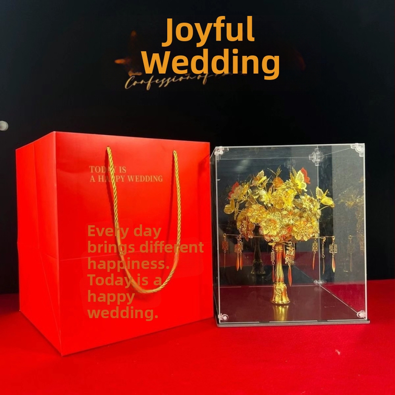 Akrilinė skaidri dovanų dėžutė nuotakos puokšnei, skaidri, pritaikoma, atskiras pakavimas, vestuvėms