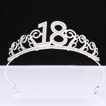 Accesoriu pentru cap: coroană din aliaj cu rhinestone, stil coreean, formă litere/numere, electroplacare