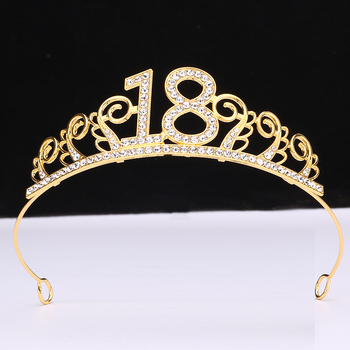 Accesoriu pentru cap: coroană din aliaj cu rhinestone, stil coreean, formă litere/numere, electroplacare