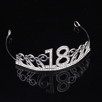 Accesoriu pentru cap: coroană din aliaj cu rhinestone, stil coreean, formă litere/numere, electroplacare