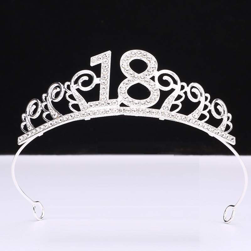 Accesoriu pentru cap: coroană din aliaj cu rhinestone, stil coreean, formă litere/numere, electroplacare