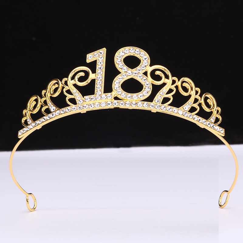 Accesoriu pentru cap: coroană din aliaj cu rhinestone, stil coreean, formă litere/numere, electroplacare