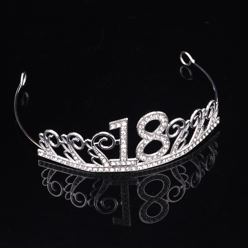 Accesoriu pentru cap: coroană din aliaj cu rhinestone, stil coreean, formă litere/numere, electroplacare