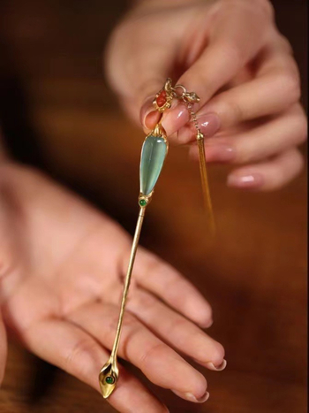 Clește de păr Fenix, cupru, stil etnic, primăvara 2024